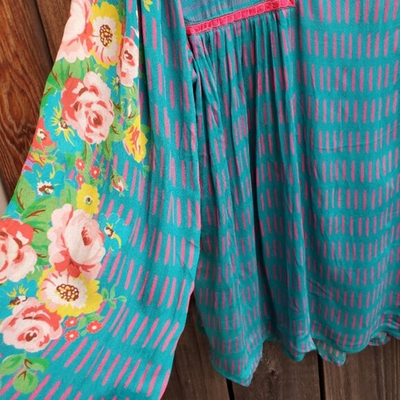 Anthropologie Blnk London Blue Pink Floral Top - Picture 4 of 9